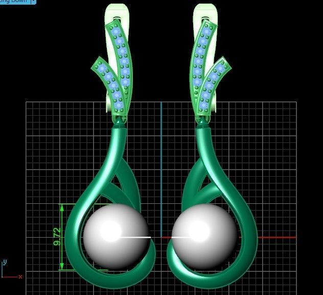 elegant set of earrings and pendant with pearls and stones 3D Model Collection_40