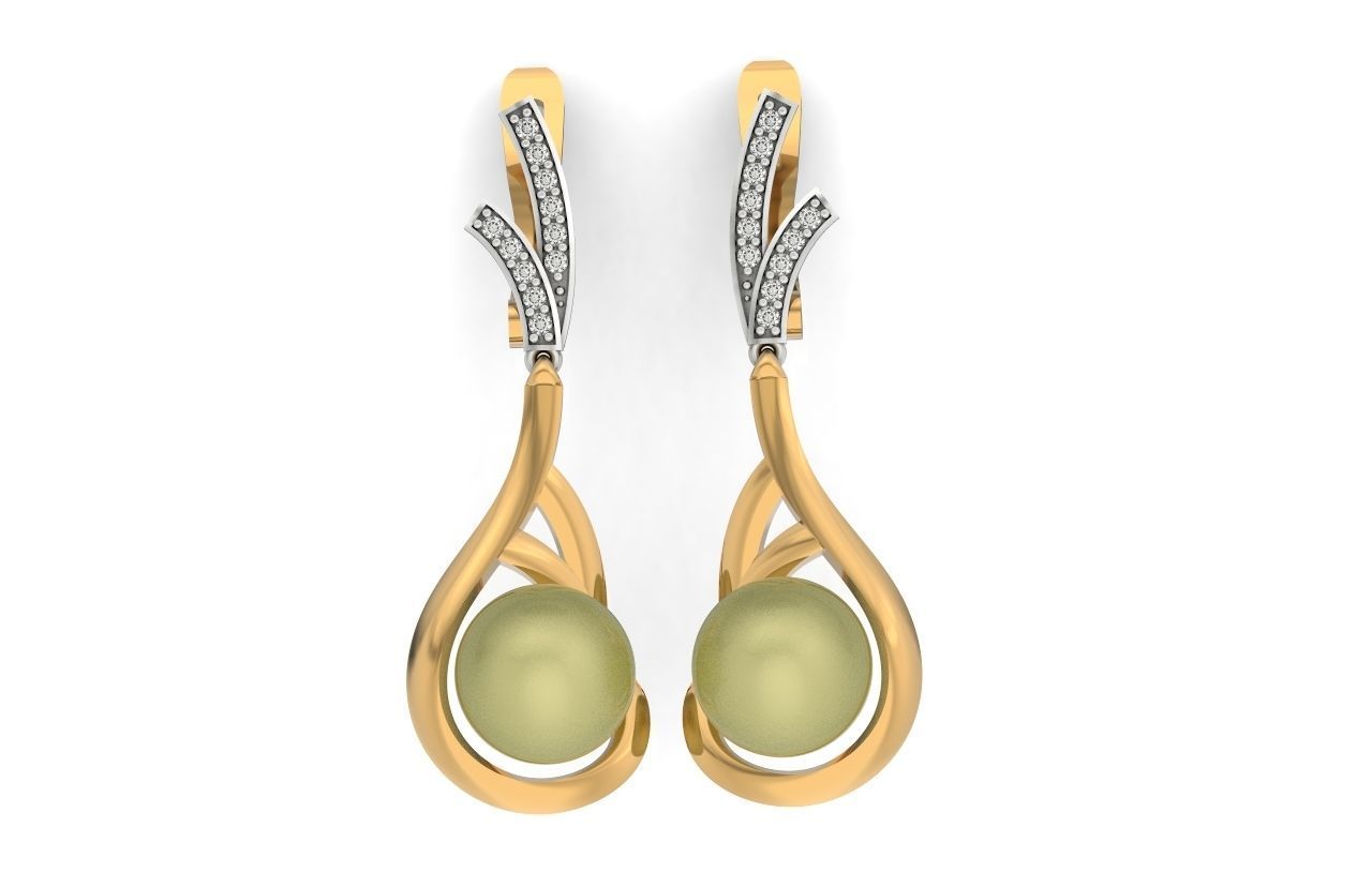 elegant set of earrings and pendant with pearls and stones 3D Model Collection_43