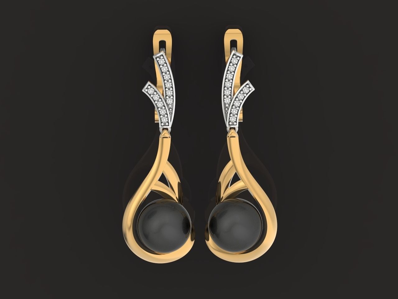 elegant set of earrings and pendant with pearls and stones 3D Model Collection_54