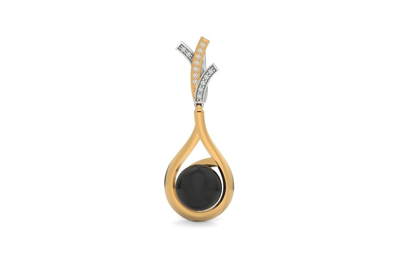 elegant set of earrings and pendant with pearls and stones 3D Model Collection_18