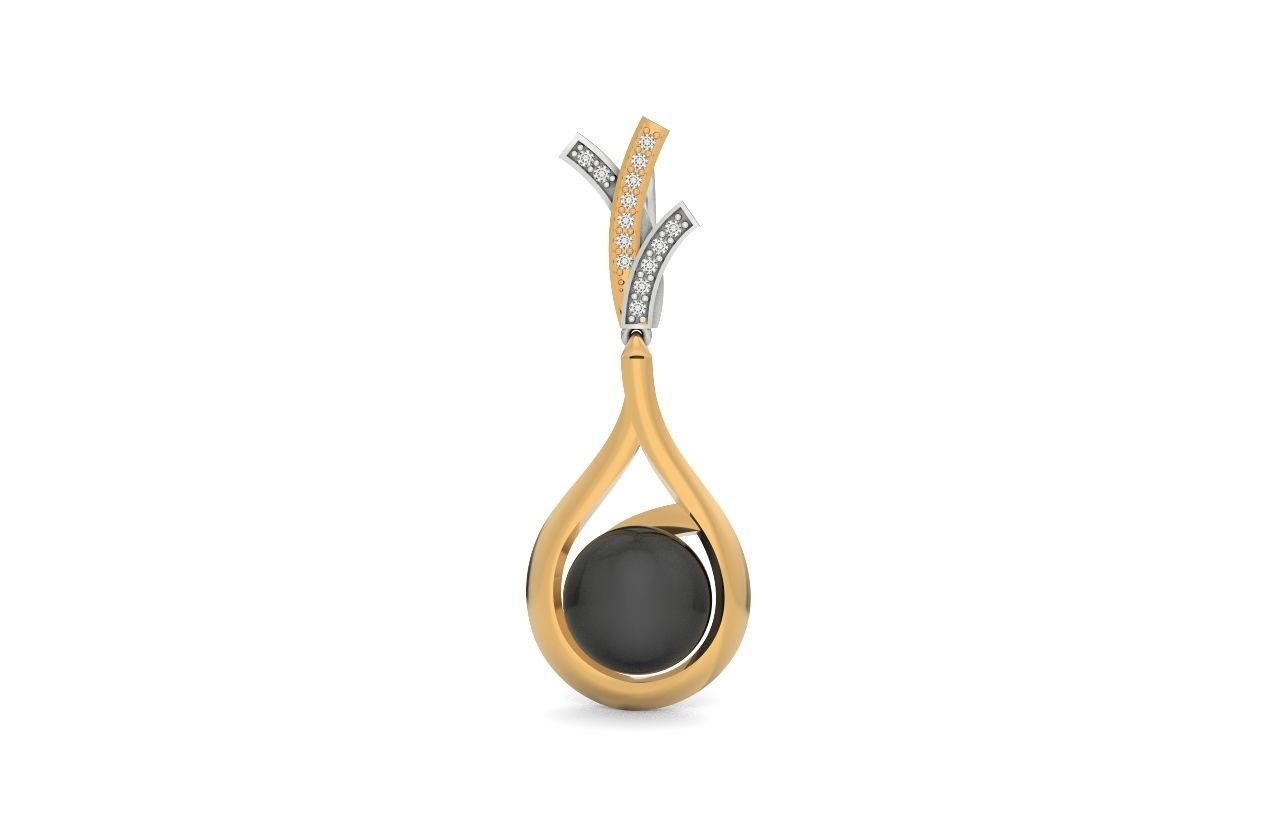 elegant set of earrings and pendant with pearls and stones 3D Model Collection_25