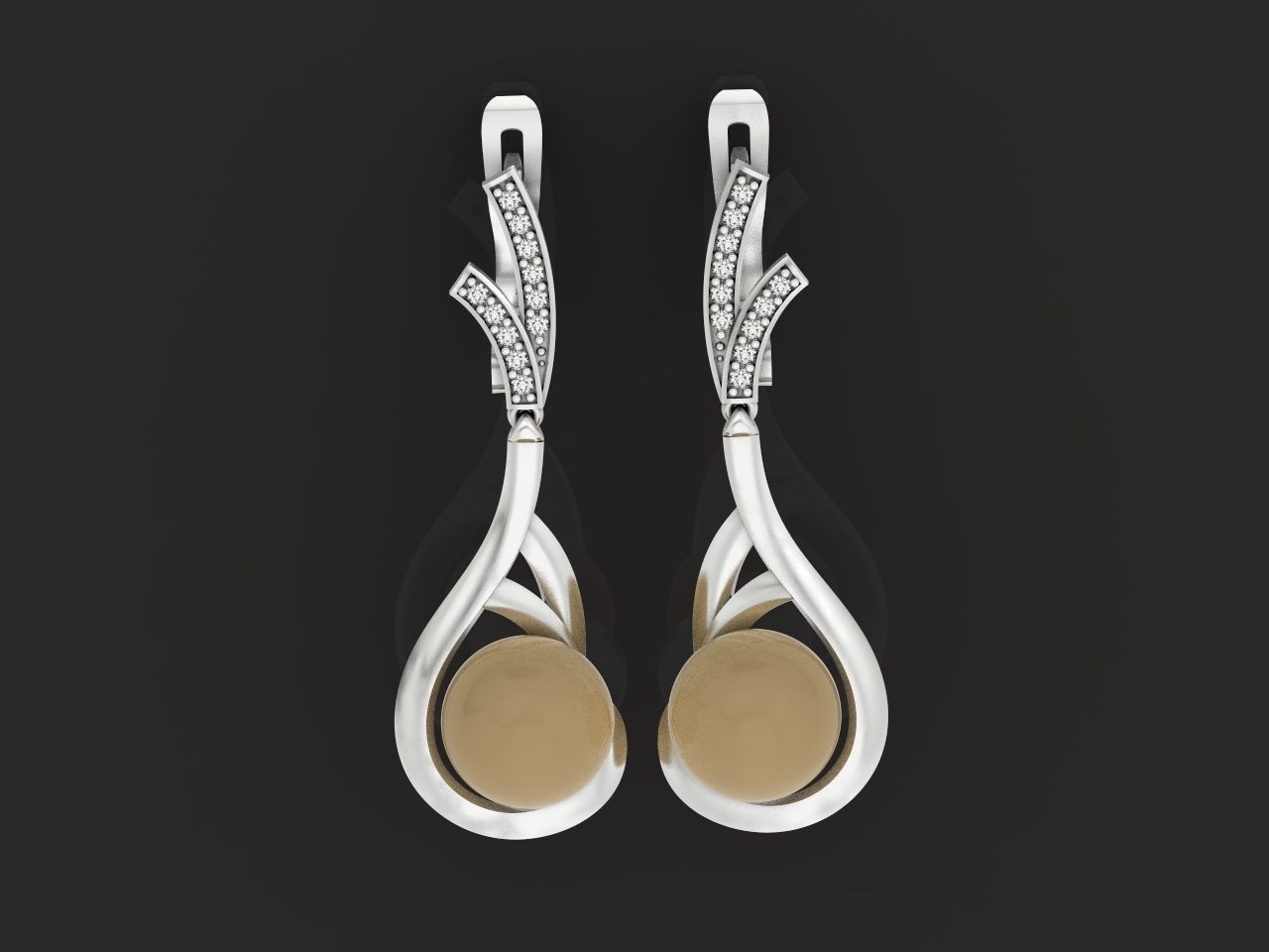 elegant set of earrings and pendant with pearls and stones 3D Model Collection_46