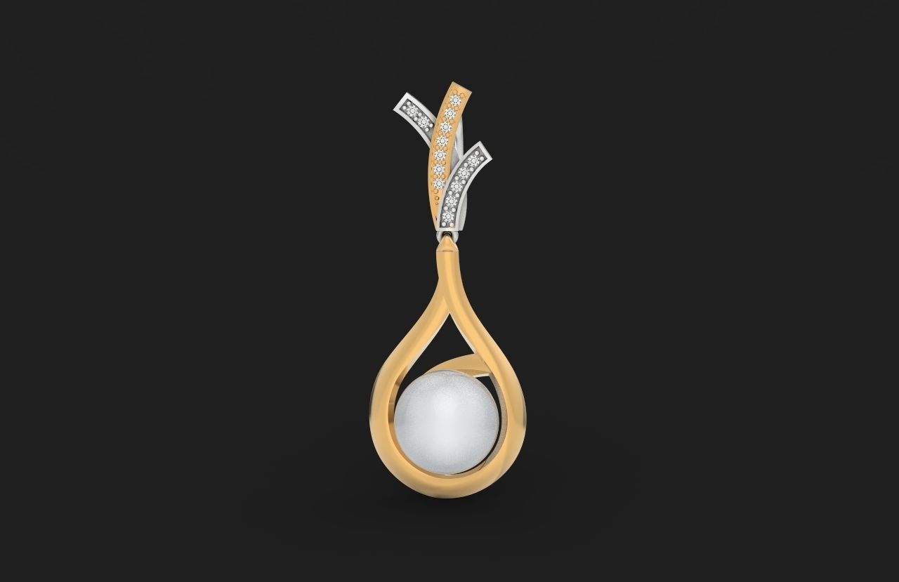 elegant set of earrings and pendant with pearls and stones 3D Model Collection_37
