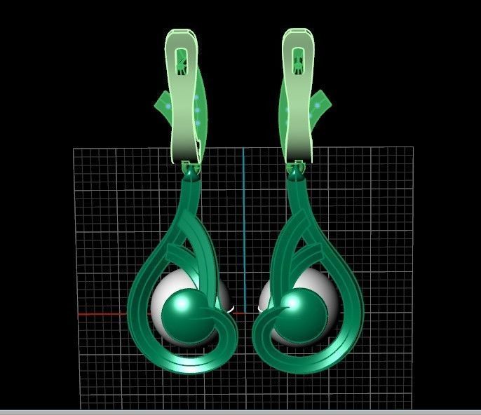 elegant set of earrings and pendant with pearls and stones 3D Model Collection_29