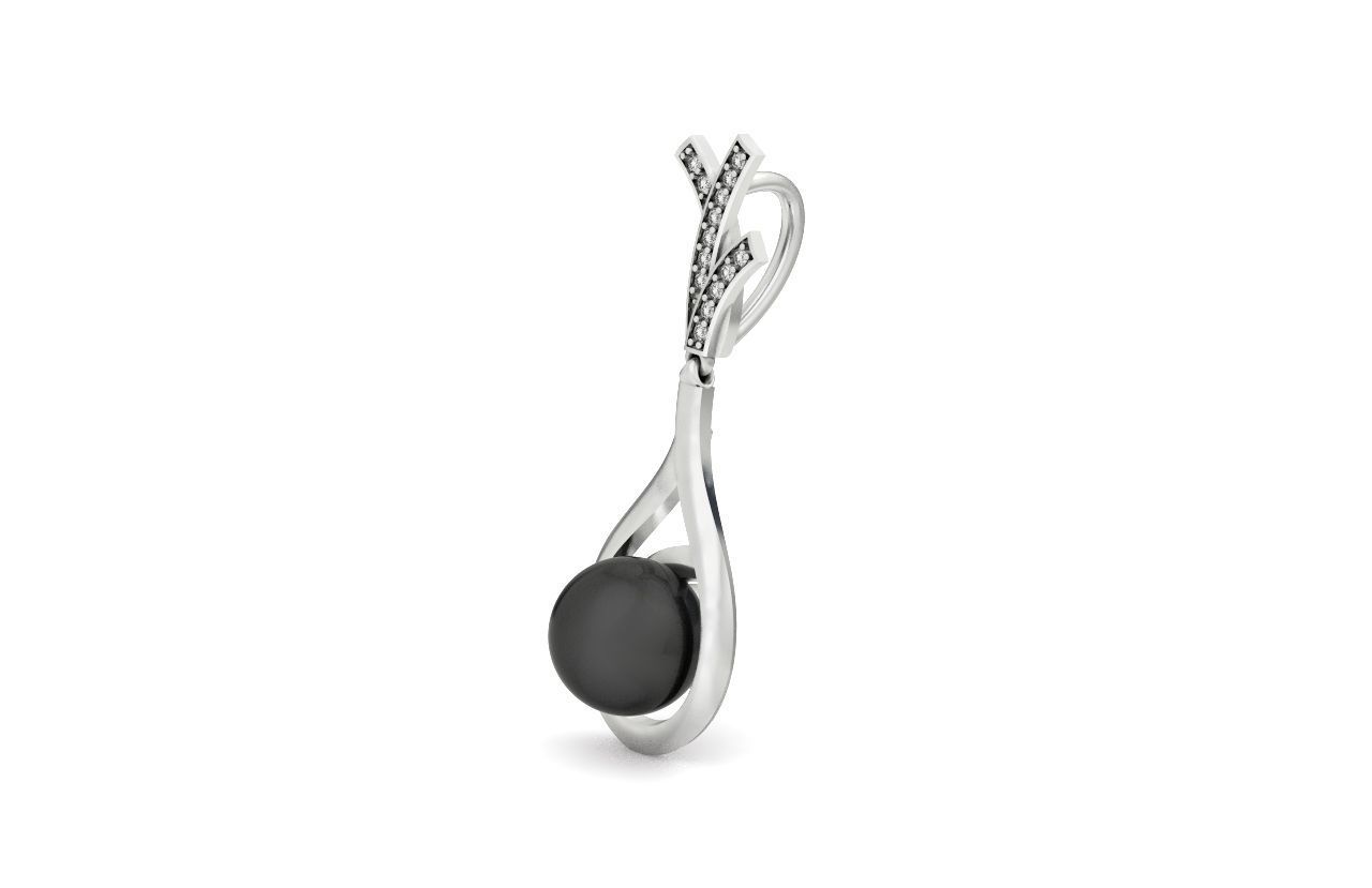 elegant set of earrings and pendant with pearls and stones 3D Model Collection_9