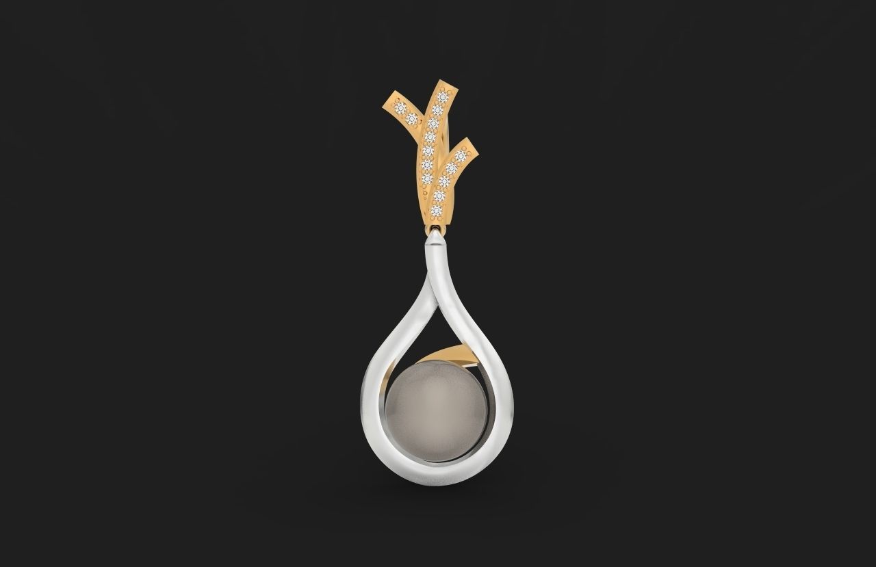 elegant set of earrings and pendant with pearls and stones 3D Model Collection_23