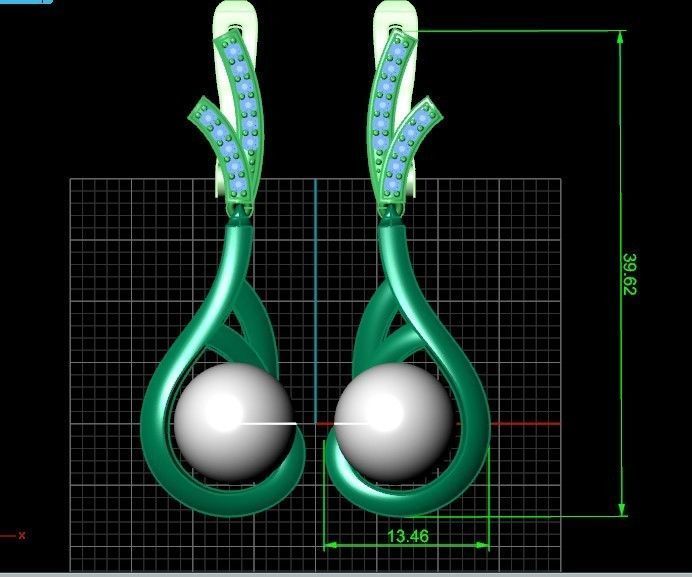 elegant set of earrings and pendant with pearls and stones 3D Model Collection_30