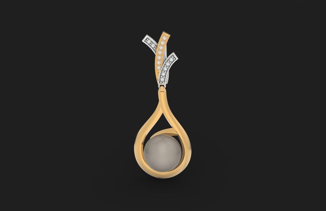 elegant set of earrings and pendant with pearls and stones 3D Model Collection_32