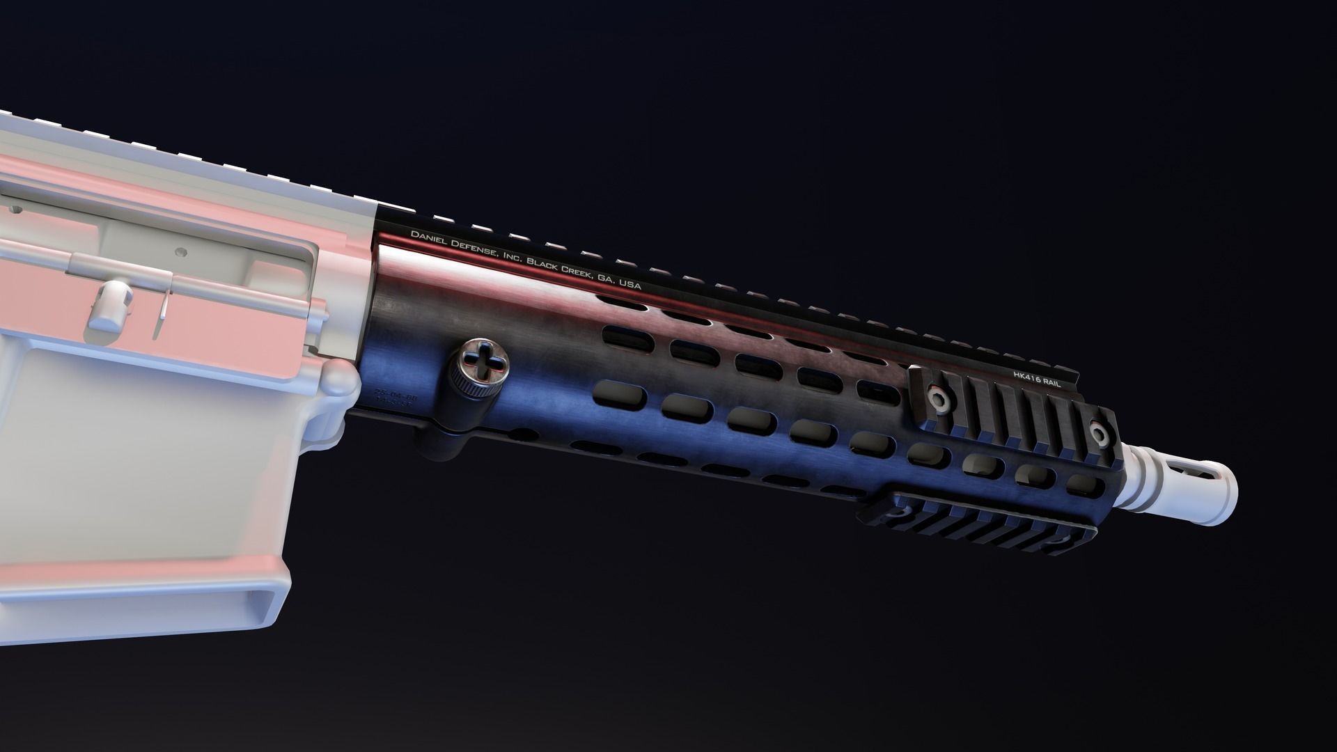 DD Hk416 Compact Handguard Low-poly 3D model_5