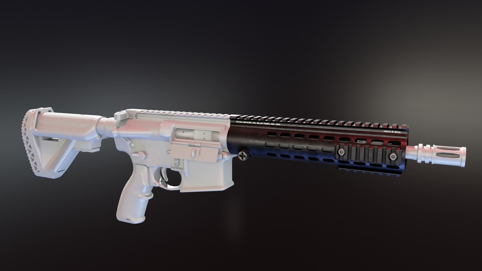 DD Hk416 Compact Handguard Low-poly 3D model_3