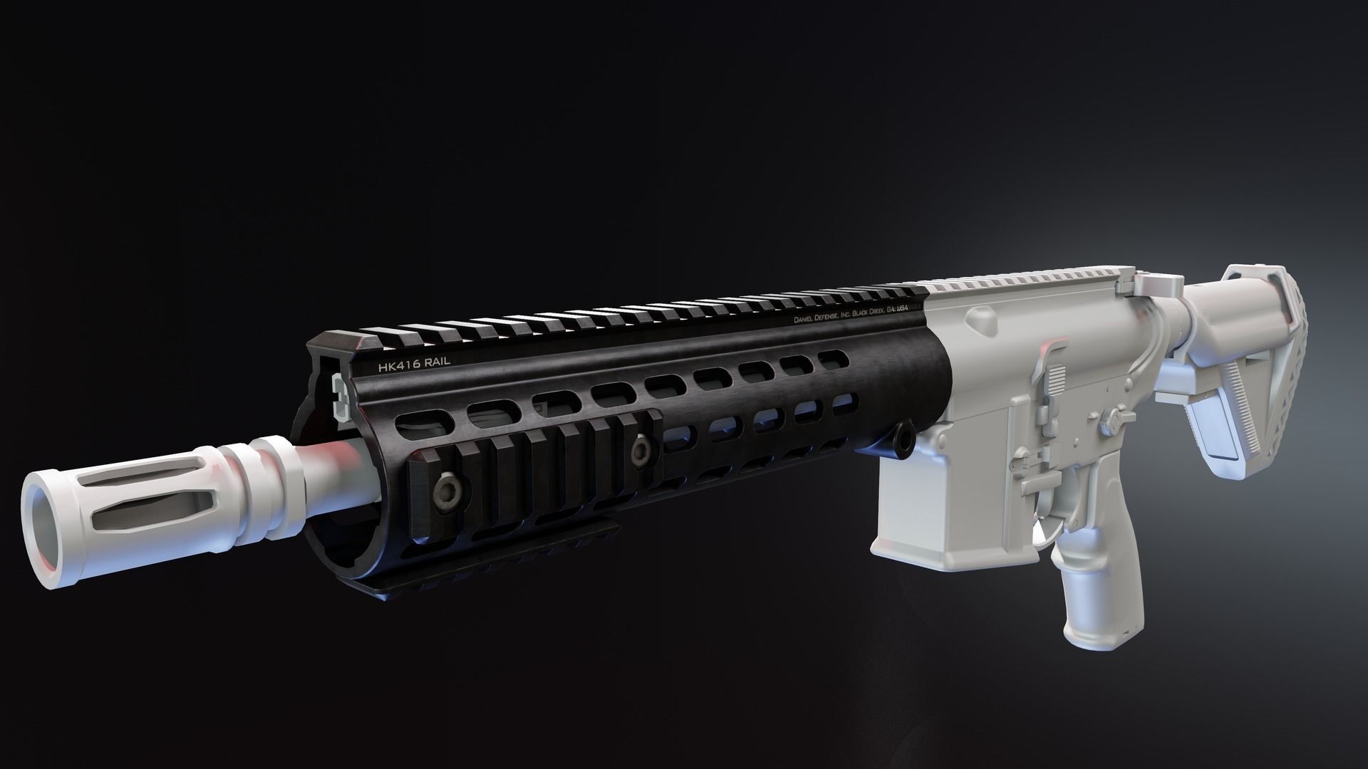 DD Hk416 Compact Handguard Low-poly 3D model_2