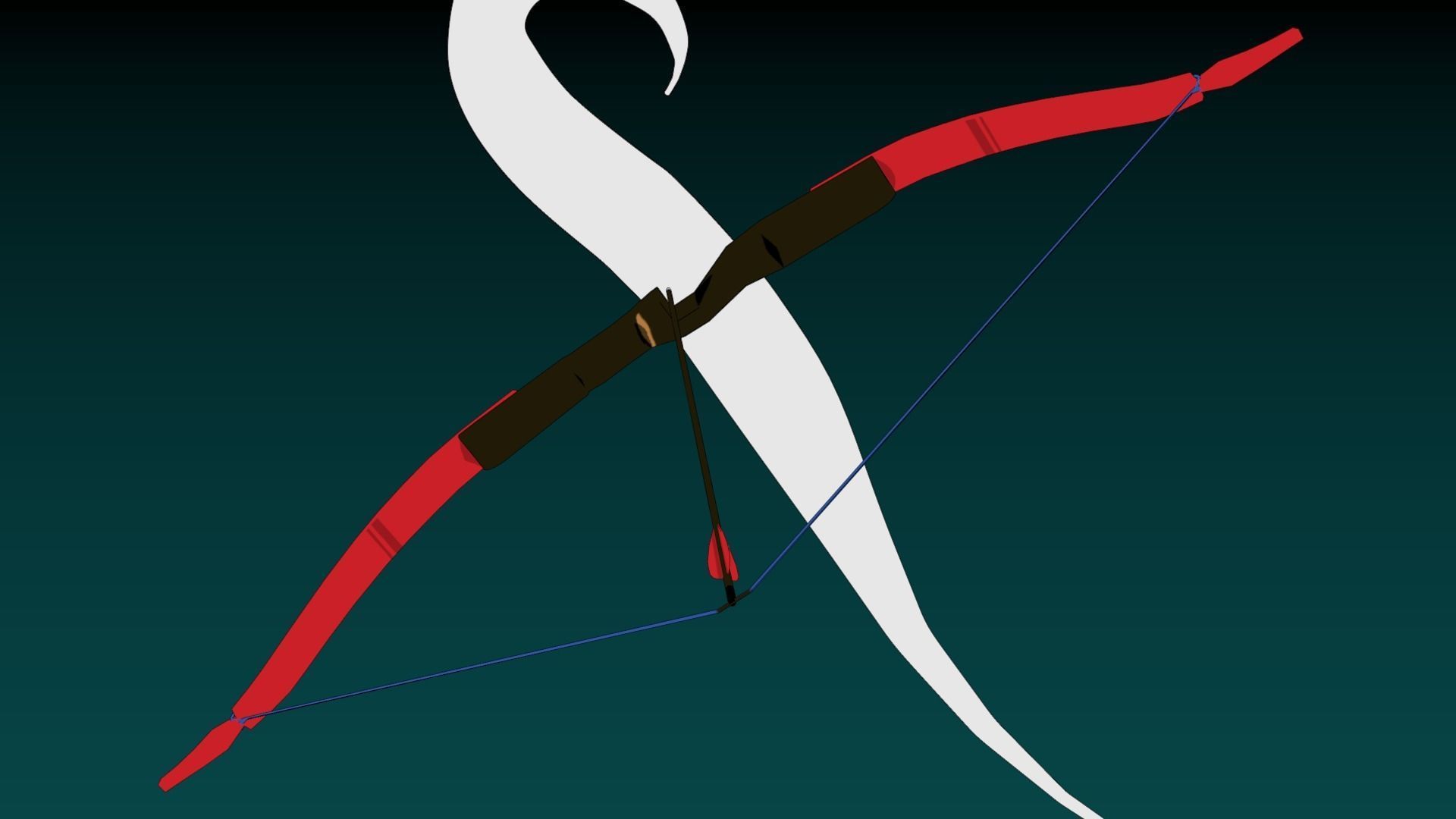 Recurve Bow Low-poly 3D model_1