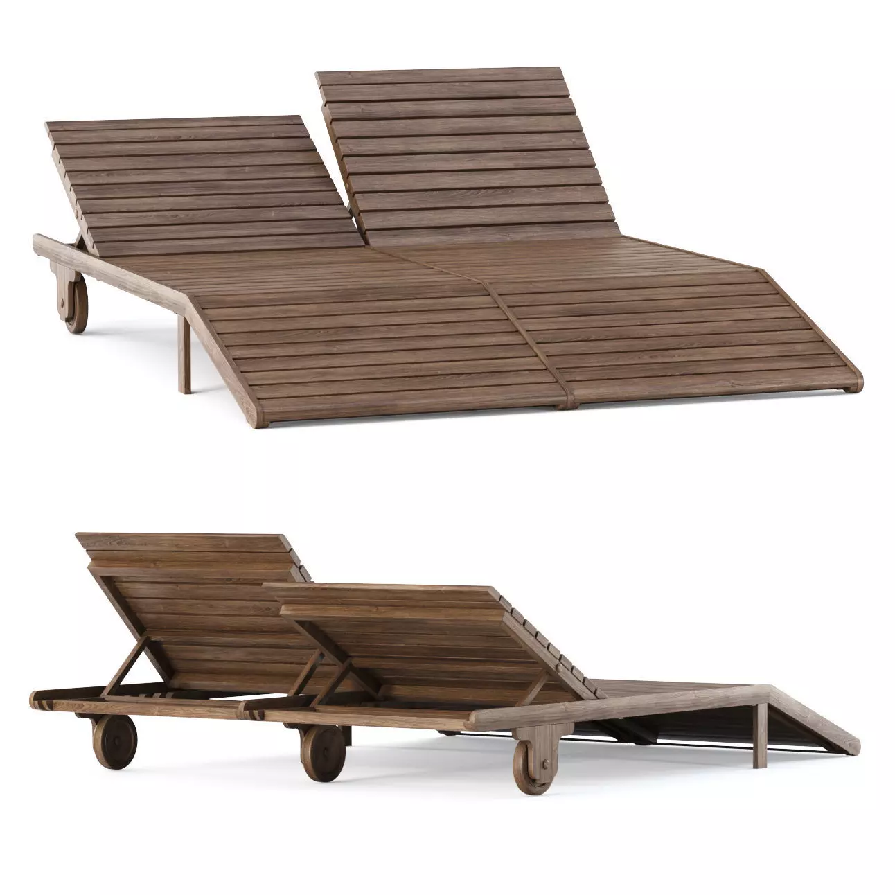 Mary wooden double sunbed by Bpoint Design 3D model