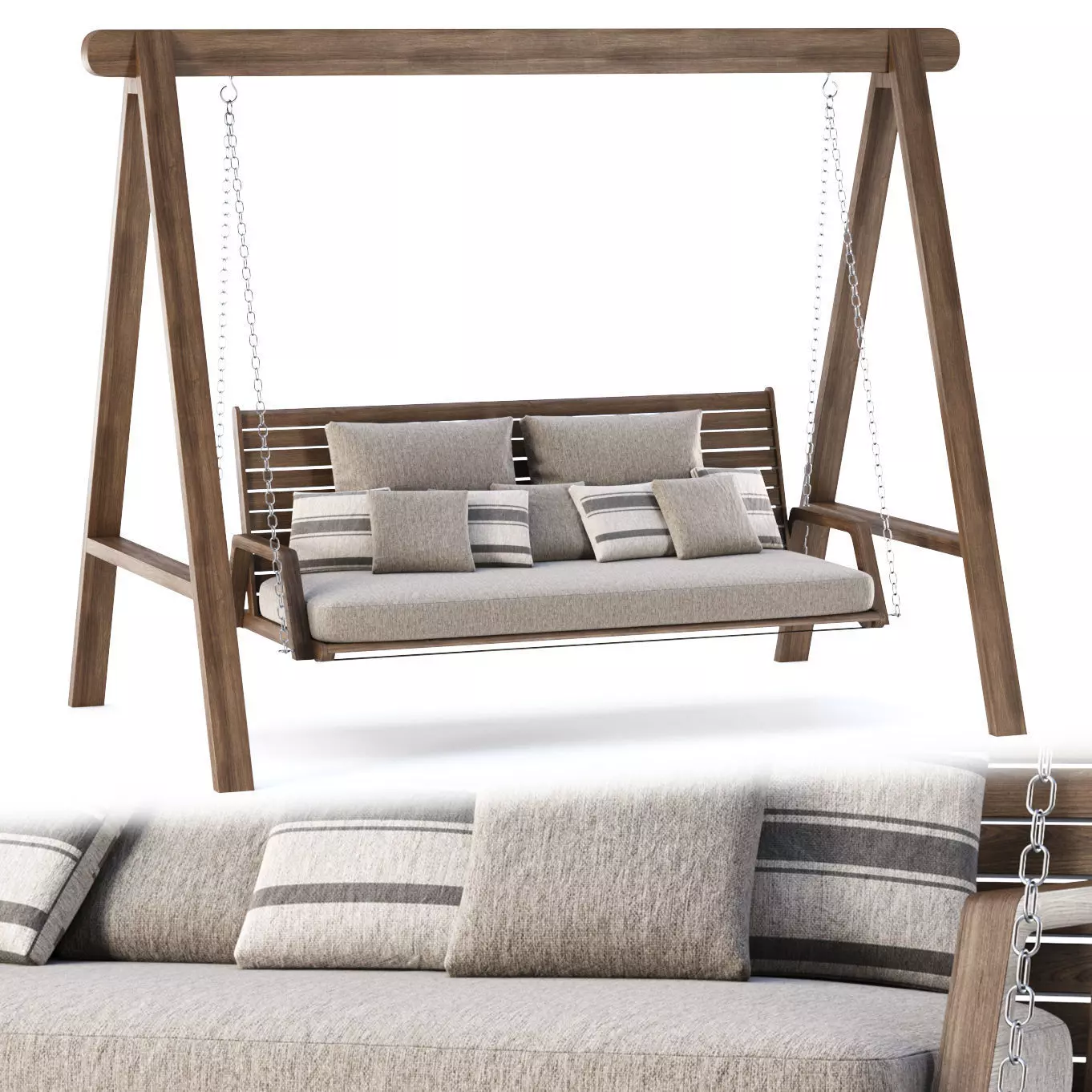 Mary wooden double garden swing MR45 by Bpoint Design  3D model_0