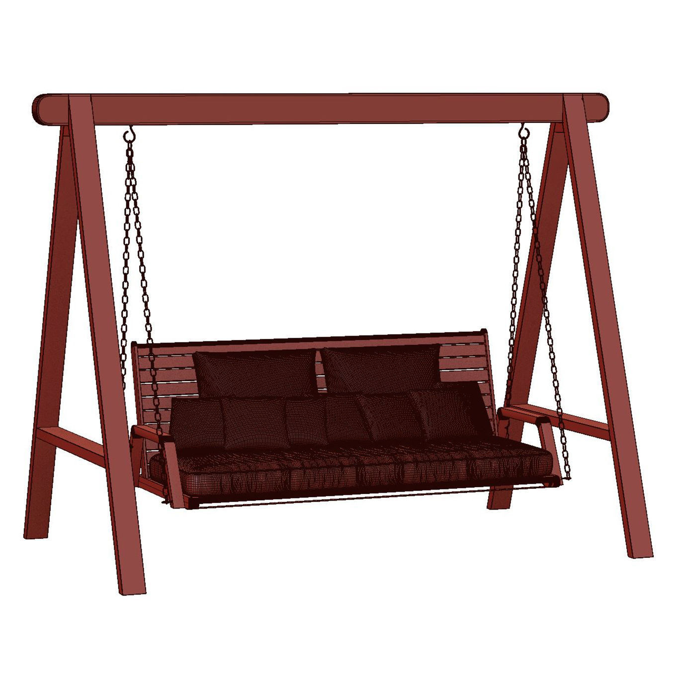Mary wooden double garden swing MR45 by Bpoint Design  3D model_5