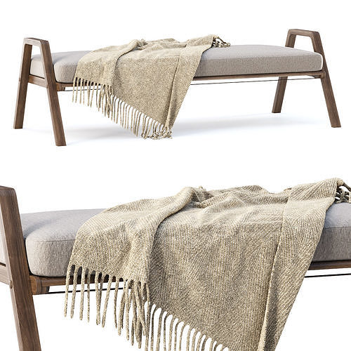 Mary wooden ottoman MR80 by Bpoint Design 3D model