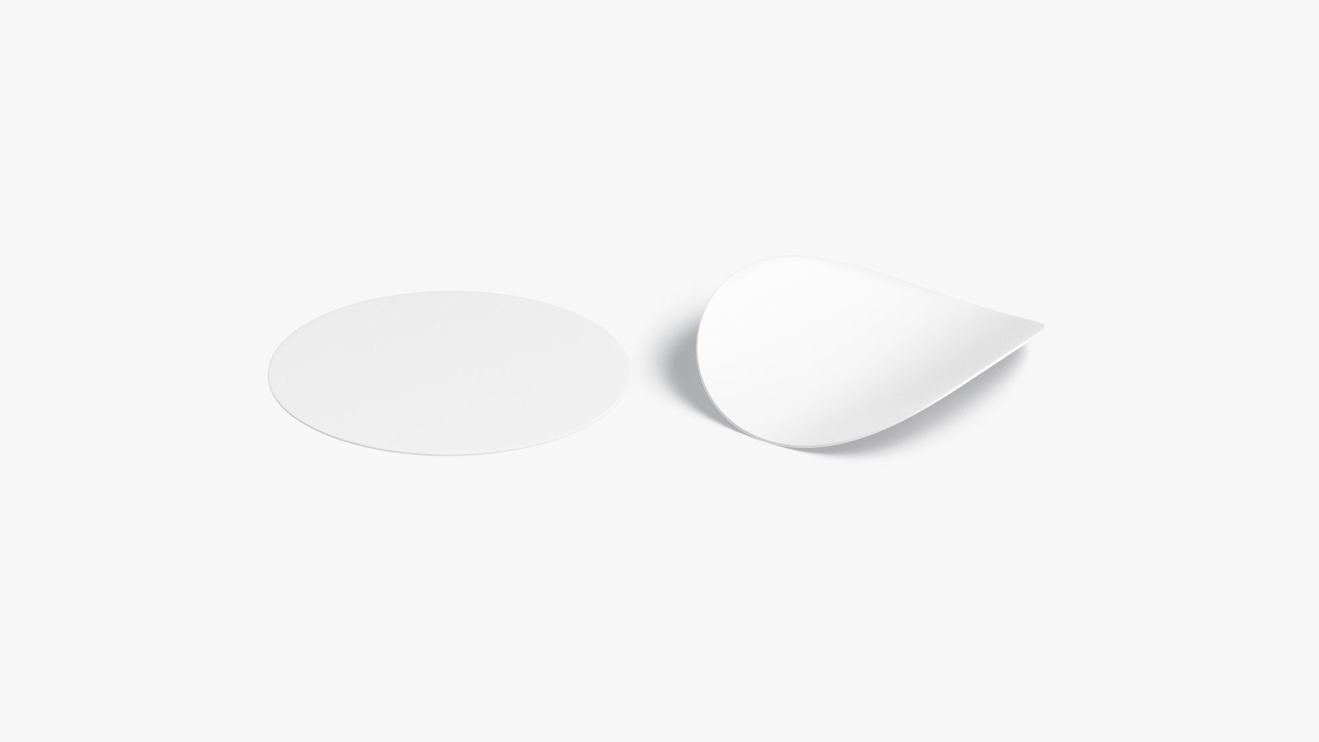 Two White Round Stickers - smooth and curled corners glued tag Low-poly 3D model_3