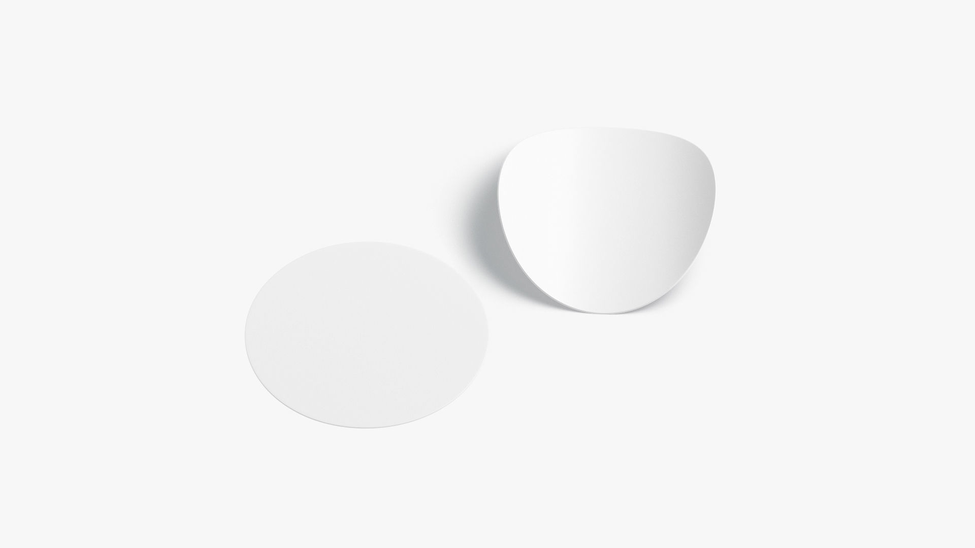Two White Round Stickers - smooth and curled corners glued tag Low-poly 3D model_1