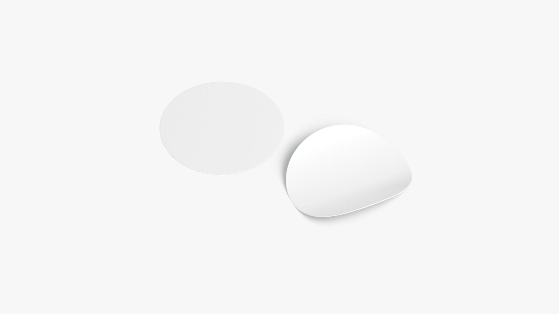 Two White Round Stickers - smooth and curled corners glued tag Low-poly 3D model_2