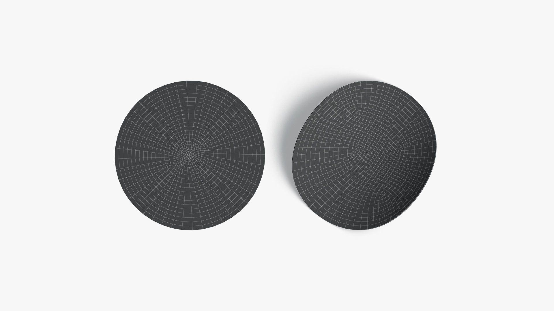 Two White Round Stickers - smooth and curled corners glued tag Low-poly 3D model_5