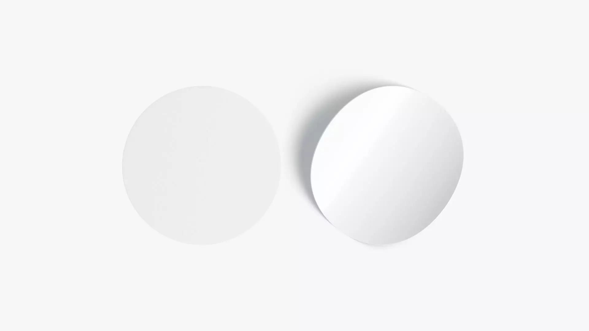Two White Round Stickers - smooth and curled corners glued tag Low-poly 3D model_0