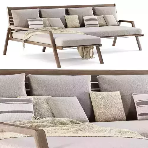 Mary wooden sofa with chaise lounge MR75 by Bpoint Design