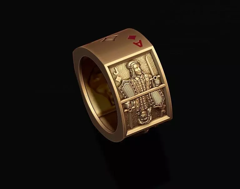 Playing cards diamonds pairs ring 3D print model