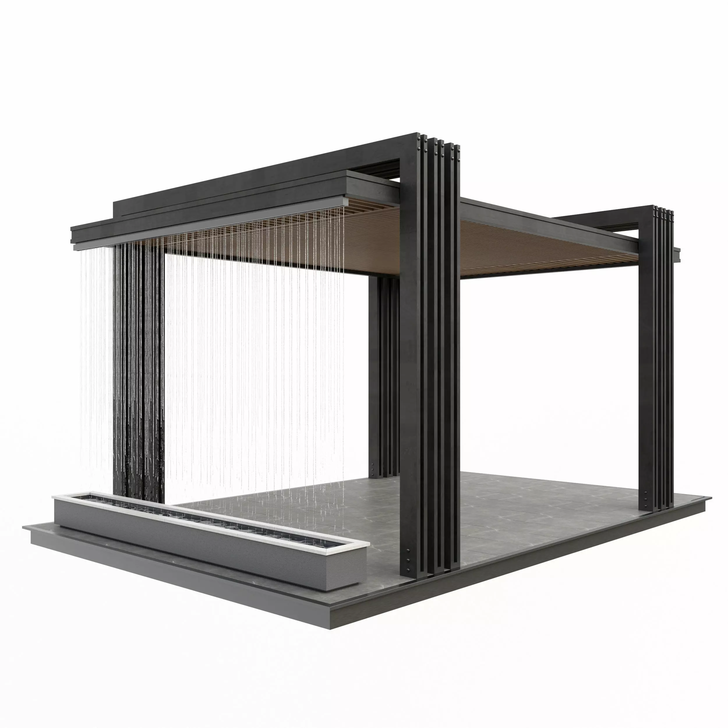 Pergola outdoor structure with metal poles 3D model_0