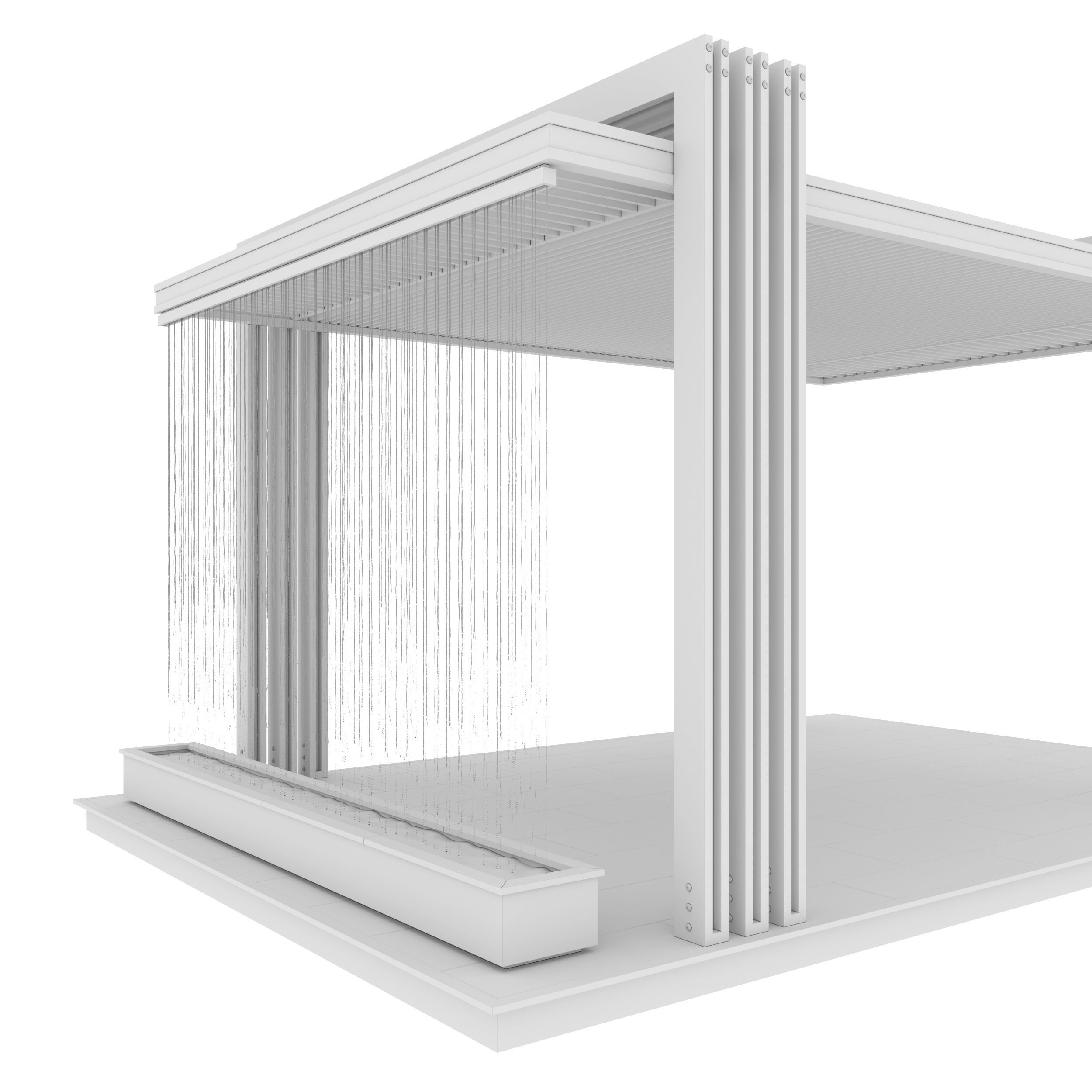 Pergola outdoor structure with metal poles 3D model_6