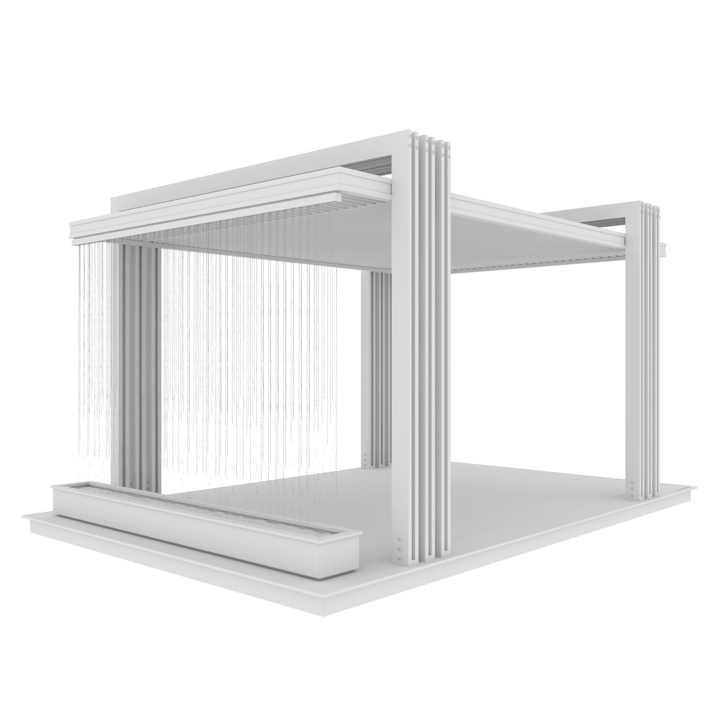 Pergola outdoor structure with metal poles 3D model_5