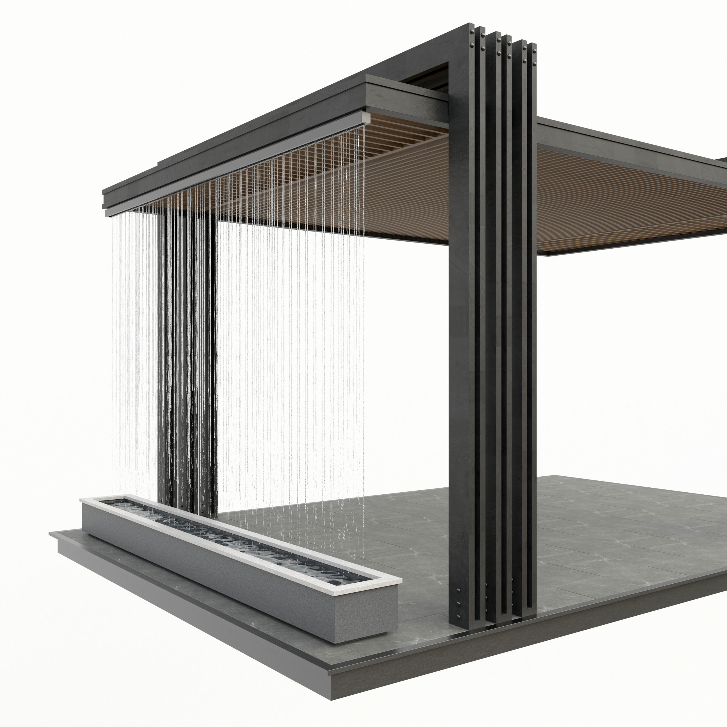 Pergola outdoor structure with metal poles 3D model_2