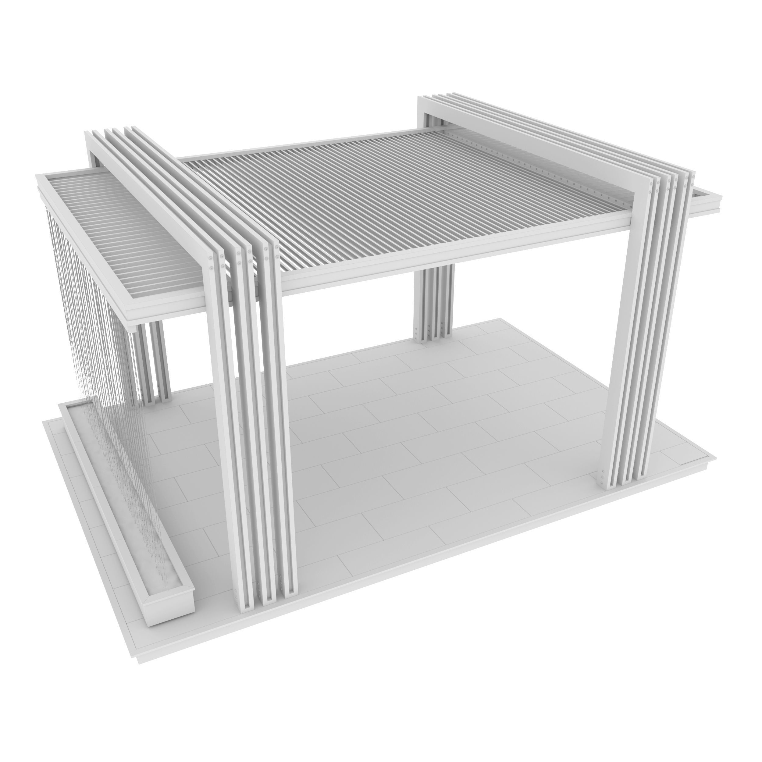 Pergola outdoor structure with metal poles 3D model_4