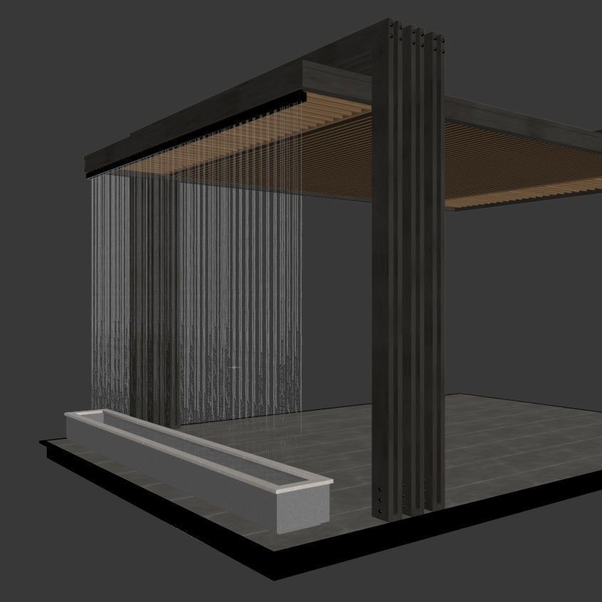 Pergola outdoor structure with metal poles 3D model_7