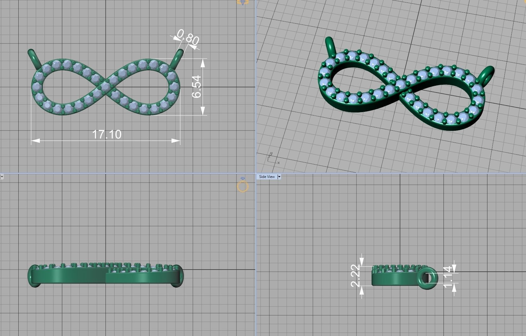 infinity diamond necklace 3dprint model Endless Love 3D print model_8