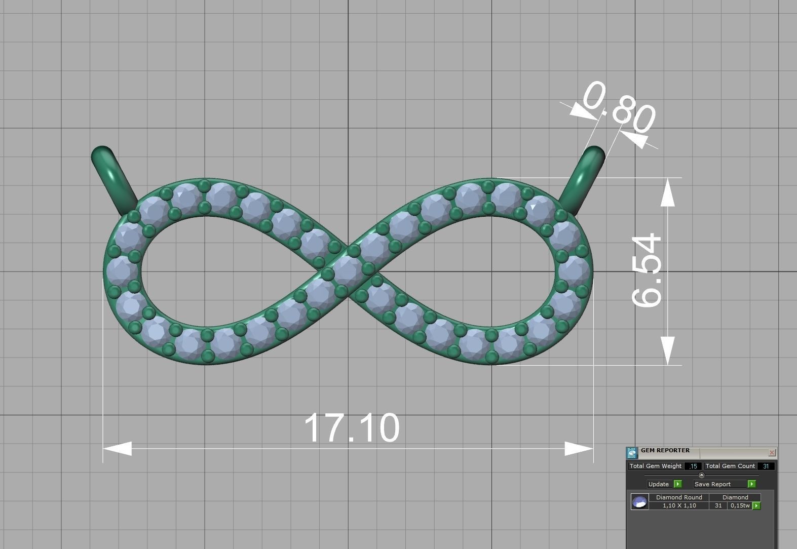 infinity diamond necklace 3dprint model Endless Love 3D print model_9