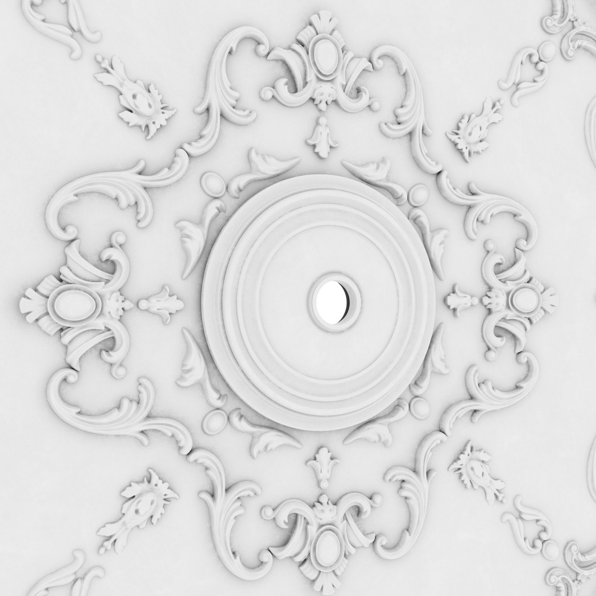 Decorative Ceiling Medallion 01 Low-poly 3D model_2