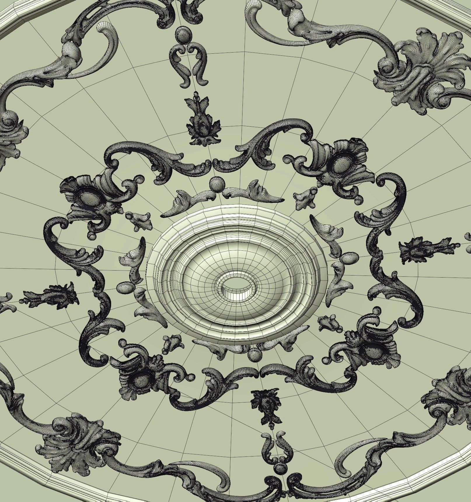 Decorative Ceiling Medallion 01 Low-poly 3D model_6