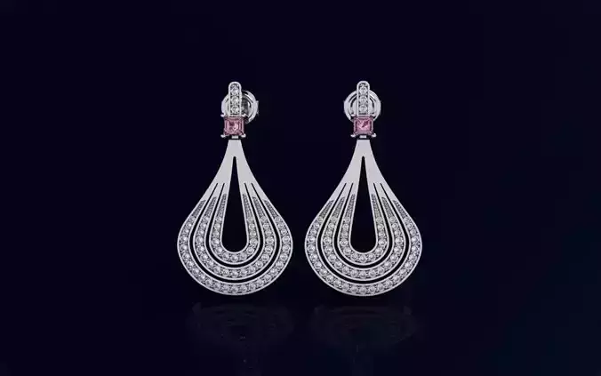Fashion Diamonds Earrings - 3D Jewelry - AN-519