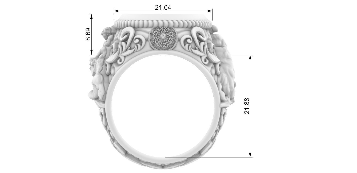 Theseus and Minotaur Greek Mythology Ring - Teseu e Minotauro 3D print model_11