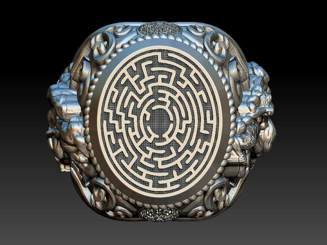 Theseus and Minotaur Greek Mythology Ring - Teseu e Minotauro 3D print model_6