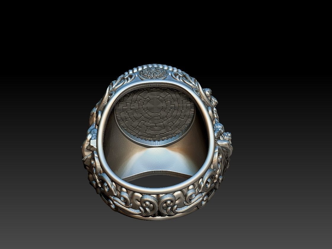 Theseus and Minotaur Greek Mythology Ring - Teseu e Minotauro 3D print model_8