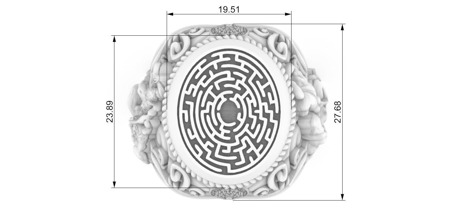 Theseus and Minotaur Greek Mythology Ring - Teseu e Minotauro 3D print model_12