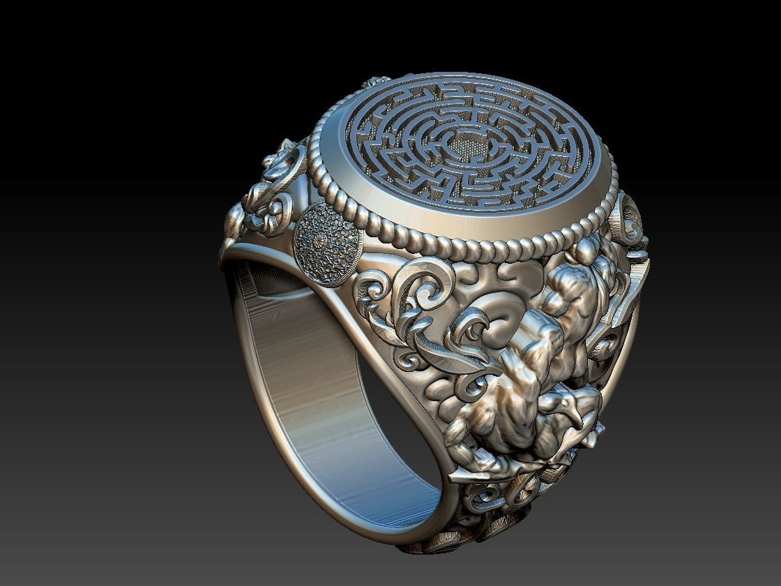 Theseus and Minotaur Greek Mythology Ring - Teseu e Minotauro 3D print model_19