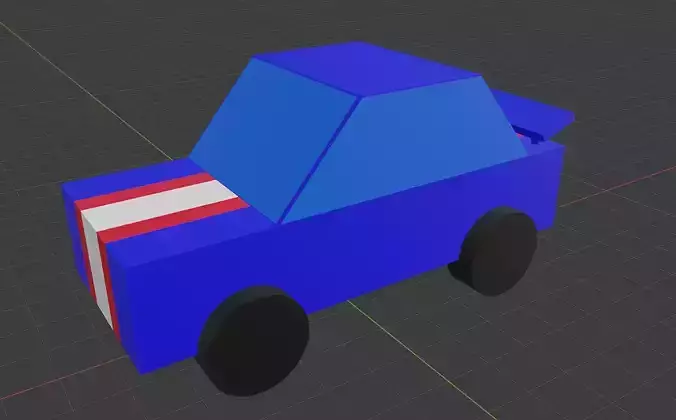 Low poly car 3D with stripes Free low-poly 3D model