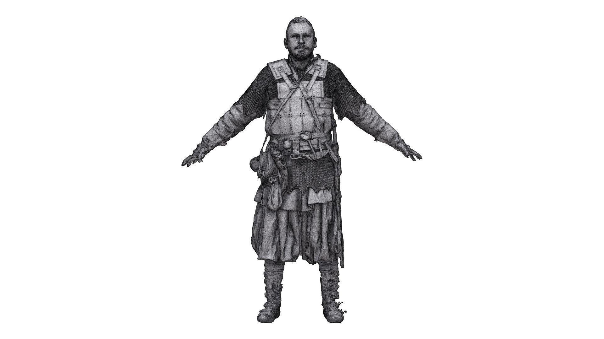 A Pose Raw Body Scan Sigvid Light Pedestrian Viking 3D model_11