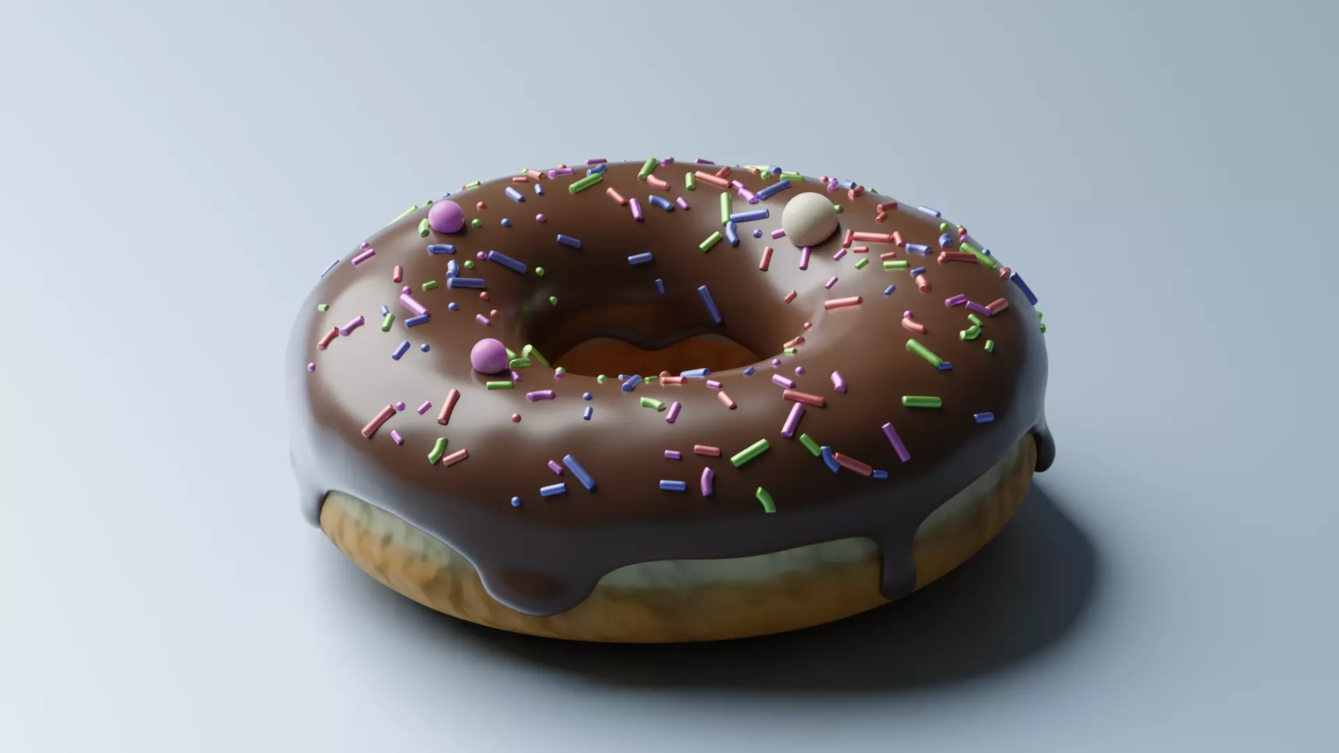 Donut chocolate with sprinkles 3D model_0