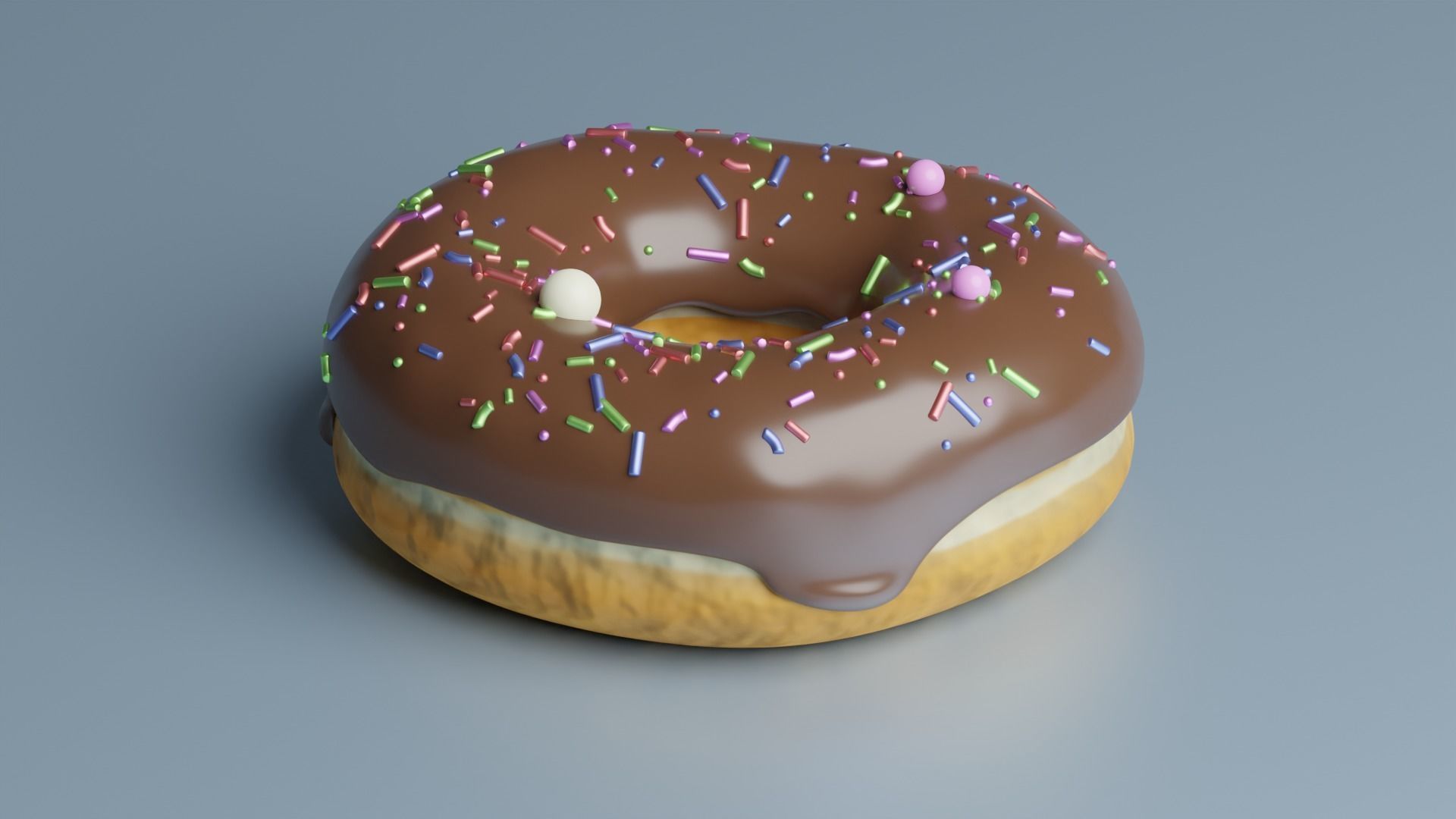 Donut chocolate with sprinkles 3D model_2