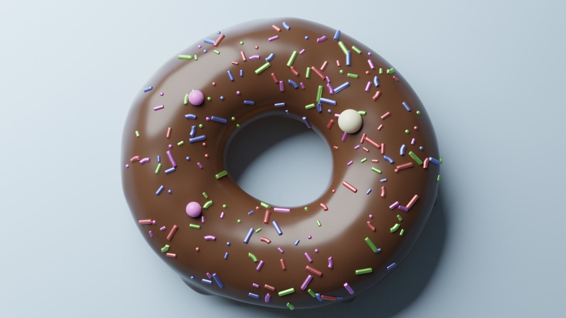 Donut chocolate with sprinkles 3D model_4