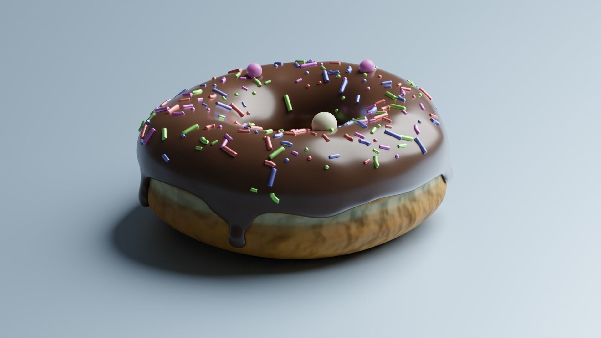 Donut chocolate with sprinkles 3D model_3