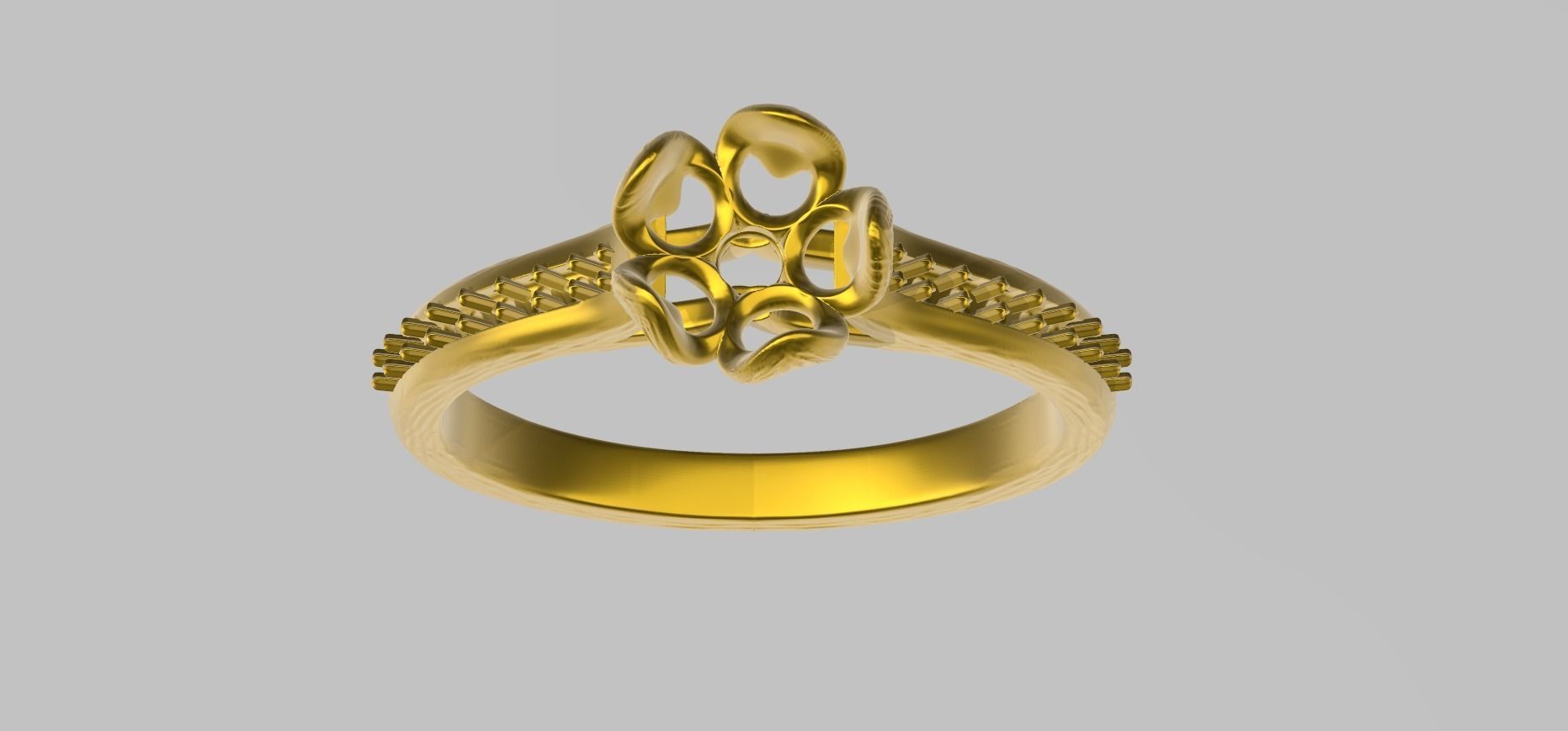 petal textured diamond ring stl verified 3D print model_2